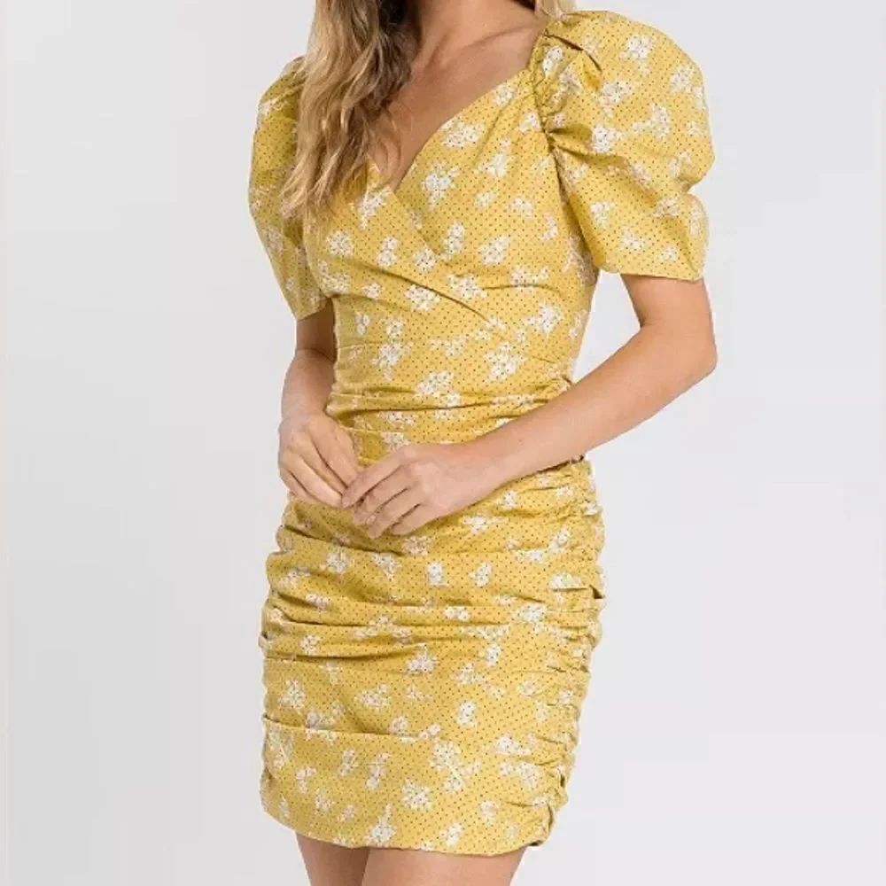 NEW ENGLISH FACTORY Puff Sleeve Yellow Dress